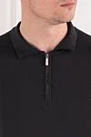 Svevo Black cotton polo shirt with a zip placket - 100% cotton. zipper. Country of manufacture: Italy. Care: specialized cleaning - photo 5