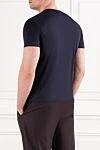 Dark blue soft cotton t-shirt with a tight elastic neckline Cesare di Napoli - 100% cotton. Country of manufacture: Italy. Care: specialized cleaning - photo 4