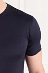 Cesare di Napoli Dark blue soft cotton t-shirt with a tight elastic neckline - 100% cotton. Country of manufacture: Italy. Care: specialized cleaning - photo 5