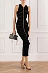 Black dress with openwork slits and a gold zipper Balmain - Decoration: openwork slits. 82% viscose, 17% polyester, 1% polyamide. zipper. Country of manufacture: Italy. Care: specialized cleaning - photo 2