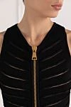 Balmain Black dress with openwork slits and a gold zipper - Decoration: openwork slits. 82% viscose, 17% polyester, 1% polyamide. zipper. Country of manufacture: Italy. Care: specialized cleaning - photo 5