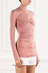 Balmain Pink turtleneck with draping and a voluminous bustline - Decoration: draping. 92% lyocell, 8% elastane. zipper. Country of manufacture: Italy. Care: specialized cleaning - photo 3