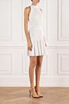 Balmain Трикотажное расклешенное платье белое без рукавов - плиссировка. 84% вискоза, 6% полиэстер. Страна производитель: Франция. Уход: специализированная чистка - фото 3
