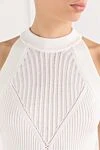 Balmain Трикотажное расклешенное платье белое без рукавов - плиссировка. 84% вискоза, 6% полиэстер. Страна производитель: Франция. Уход: специализированная чистка - фото 5