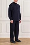Classic wool tracksuit with a stand-up collar, blue Cesare di Napoli - 100% wool. zipper. two side pockets. Country of manufacture: Italy. Care: specialized cleaning - photo 2