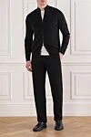 Classic wool tracksuit with a stand-up collar, black Cesare di Napoli - 100% wool. zipper. two side pockets. Country of manufacture: Italy. Care: specialized cleaning - photo 2