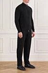 Cesare di Napoli Classic wool tracksuit with a stand-up collar, black - 100% wool. zipper. two side pockets. Country of manufacture: Italy. Care: specialized cleaning - photo 3