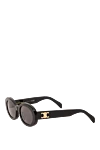 Celine Triomphe 01 sunglasses in black acetate - Decoration: brand logo. Material: acetate. gray/smoky lenses. Country of manufacture: Italy. Care: specialized cleaning - photo 3