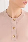Celine Triomphe Fine Wool Crew-Neck Polo in Pink - 100% wool. buttons. Country of manufacture: Italy. Care: specialized cleaning - photo 5