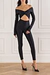 Черный комбинезон Kendall Jumpsuit с открытыми плечами и стразами The Andamane - стразы. 80% полиамид, 20% эластан. Страна производитель: Италия. Уход: специализированная чистка - фото 2