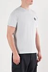 Stone Island Белая хлопковая футболка с контрастной нашивкой - логотип бренда. 100% хлопок. Страна производитель: Италия. Уход: специализированная чистка - фото 3
