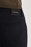 Tom Ford Men's dark blue cotton straight leg jeans - Decoration: branded patch. 98% cotton, 2% polyurethane. zipper, button. five pockets. Country of manufacture: Italy. Care: specialized cleaning - photo 5