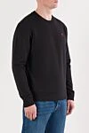 Ami Black cotton sweatshirt with signature embroidered monogram motif - Decoration: signature monogram. Material: 100% cotton. Country of manufacture: Italy. Care: specialized cleaning - photo 3