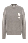 Ami Grey jumper with white heart logo - Decoration: brand logo. 50% alpaca, 25% wool, 23% nylon, 2% elastane. Country of manufacture: Italy. Care: specialized cleaning - photo 1