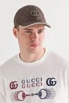 Бейсболка коричневая мужская из хлопка GG Gucci - логотип бренда. 100% хлопок. Страна производитель: Италия. Уход: специализированная чистка - фото 2