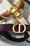 Реверсивний ремінь 30 Montaigne із чорної та бордової шкіри Dior - деталі із золотистого металу. 100% натуральна шкіра. пряжка CD. Ширина: 20 мм. Країна виробник: Італія. Догляд: спеціалізоване чищення - фото 4
