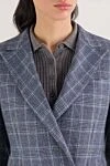 Kiton Двобортний жакет у клітку з кашеміру та шовку - візерунок клітка. Склад 96% кашемір, 4% шовк. гудзик. дві бічні кишені, одна нагрудна кишеня. Країна виробник: Італія. Догляд: спеціалізоване чищення - фото 5