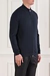 Tombolini Чоловічий синій кардиган на блискавці з бавовни та шовку - 50% бавовна, 50% шовк. блискавка. Країна виробник: Італія. Догляд: спеціалізоване чищення - фото 3