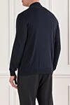 Чоловічий синій кардиган на блискавці з бавовни та шовку Tombolini - 50% бавовна, 50% шовк. блискавка. Країна виробник: Італія. Догляд: спеціалізоване чищення - фото 4