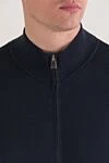 Tombolini Чоловічий синій кардиган на блискавці з бавовни та шовку - 50% бавовна, 50% шовк. блискавка. Країна виробник: Італія. Догляд: спеціалізоване чищення - фото 5