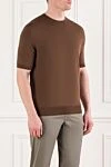 Cesare di Napoli Коричневый мужской джемпер с коротким рукавом из хлопка - 100% хлопок. Страна производитель: Италия. Уход: специализированная чистка - фото 3