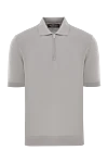 Cesare di Napoli Men's light gray polo shirt with a zipper - 100% cotton. zipper. Country of manufacture: Italy. Care: specialized cleaning - photo 1