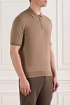 Cesare di Napoli Мужское трикотажное поло из хлопка бежевого цвета - 100% хлопок. молния. Страна производитель: Италия. Уход: специализированная чистка - фото 3