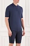 Cesare di Napoli Men's blue cotton zip-up polo shirt - 100% cotton. zipper. Country of manufacture: Italy. Care: specialized cleaning - photo 3