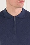 Cesare di Napoli Men's blue cotton zip-up polo shirt - 100% cotton. zipper. Country of manufacture: Italy. Care: specialized cleaning - photo 5