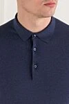 Cesare di Napoli Поло з бавовняного трикотажу з довгим рукавом у синьому кольорі - 100% бавовна. гудзики. Країна виробник: Італія. Догляд: спеціалізоване чищення - фото 5