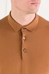 Cesare di Napoli Поло з бавовняного полотна з довгим рукавом у теплому карамельному тоні - 100% бавовна. гудзики. Країна виробник: Італія. Догляд: спеціалізоване чищення - фото 5