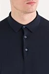 Cesare di Napoli Dark blue polo shirt with long sleeves made of natural cotton - 100% cotton. buttons. Country of manufacture: Italy. Care: specialized cleaning - photo 5