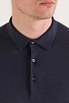 Cesare di Napoli Темно-синее трикотажное поло на пуговицах из хлопка - 100% хлопок. пуговицы. Страна производитель: Италия. Уход: специализированная чистка - фото 5