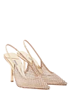 Le Silla Cетчатые босоножки-слингбэк с кристаллами Gilda с ремешком на пятке - кристаллы. 80% полиамид, 20% кожа натуральная. Высота каблука: 100 мм. кожа.. Страна производитель: Италия. Уход: специализированная чистка - фото 3