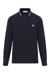 Stone Island Поло з довгими рукавами з органічного бавовняного піке синього кольору - логотип бренду, окантовка коміра. 100% бавовна. гудзики. Країна виробник: Італія. Догляд: спеціалізоване чищення - фото 1