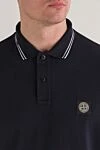 Stone Island Поло з довгими рукавами з органічного бавовняного піке синього кольору - логотип бренду, окантовка коміра. 100% бавовна. гудзики. Країна виробник: Італія. Догляд: спеціалізоване чищення - фото 5