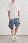 Спортивні блакитні шорти з органічного бавовняного флісу Stone Island - 100% бавовна. дві бічні кишені, одна задня, одна на штаніні. куліска, блискавка. Країна виробник: Італія. Догляд: спеціалізоване чищення - фото 2