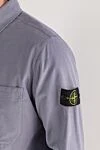 Stone Island Рубашка-куртка из хлопкового микровельвета голубого цвета - логотип бренда. 100% хлопок. кнопки . 2 нагрудных кармана. Страна производитель: Италия. Уход: специализированная чистка - фото 5