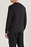 Свитшот черного цвета из хлопкового трикотажа Stone Island - логотип бренда. 100% хлопок. Страна производитель: Италия. Уход: специализированная чистка - фото 4