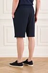Men's dark blue shorts made of soft stretch cotton jersey Kiton - Decoration: red drawstring tips. Material: 100% cotton. two side pockets, one back pocket. Country of manufacture: Italy. Care: specialized cleaning - photo 4