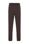 Чоловічі штани коричневого кольору з еластичним поясом на шнурку Berwich - логотип бренду. 100% шерсть. куліска. дві бічні кишені, одна задня кишеня. Країна виробник: Італія. Догляд: спеціалізоване чищення - фото 6