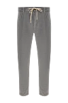 Berwich Men's grey corduroy trousers with drawstring waistband and pleats - Decoration: tucks. Material: 100% cotton. drawstring, zipper, button. two side pockets, one back pocket. Country of manufacture: Italy. Care: specialized cleaning - photo 1