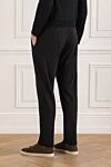 Men's black trousers with neat pleats and an adjustable drawstring Berwich - Decoration: tucks. 70% viscose, 30% polyamide. drawstring, zipper. two side pockets, one back pocket. Country of manufacture: Italy. Care: specialized cleaning - photo 4