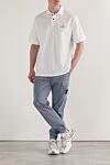 Біле поло стандартного крою з короткими рукавами та вишитим логотипом Stone Island - логотип бренду. 100% бавовна . гудзики. Країна виробник: Італія. Догляд: спеціалізоване чищення - фото 2