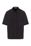Stone Island Сорочка-куртка з легкої еластичної органічної чорної бавовни - емблема бренду. 97% бавовна, 3% поліамід. гудзики. одна нагрудна кишеня. Країна виробник: Італія. Догляд: спеціалізоване чищення - фото 1