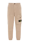 Stone Island Бежеві штани-карго з органічної бавовни з еластичними манжетами - логотип бренду. 98% бавовна, 2% поліамід. блискавка, гудзик. дві бічні кишені, одна задня кишеня, одна кишеня на штаніні. Країна виробник: Італія. Догляд: спеціалізоване чищення - фото 1