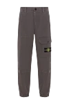 Stone Island Сірі штани-карго з органічної бавовни з еластичними манжетами - логотип бренду. 98% бавовна, 2% поліамід. блискавка, гудзик. дві бічні кишені, одна задня кишеня, одна кишеня на штаніні. Країна виробник: Італія. Догляд: спеціалізоване чищення - фото 1