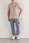 Бежева футболка з нашивкою Compass Stone Island - логотип бренду. 100% бавовна. Країна виробник: Італія. Догляд: спеціалізоване чищення - фото 2