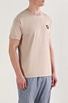 Stone Island Бежева футболка з нашивкою Compass - логотип бренду. 100% бавовна. Країна виробник: Італія. Догляд: спеціалізоване чищення - фото 3