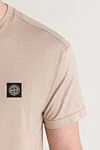 Stone Island Бежева футболка з нашивкою Compass - логотип бренду. 100% бавовна. Країна виробник: Італія. Догляд: спеціалізоване чищення - фото 5